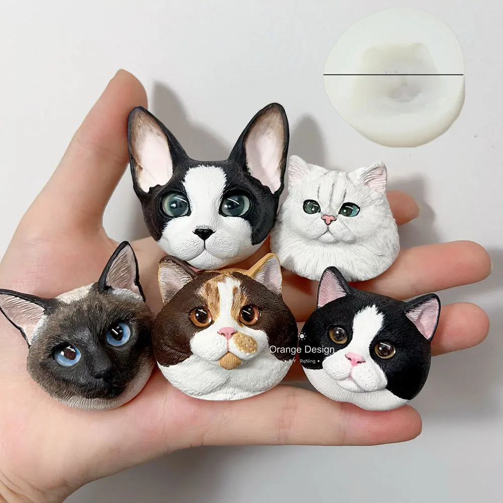 Słodka głowa kota Silikonowa forma Ręcznie robiona aromaterapia Mydło gipsowe Pet Kitty Urodziny Avatar Fondant Forma DIY Dekoracja nawiewu samochodowego