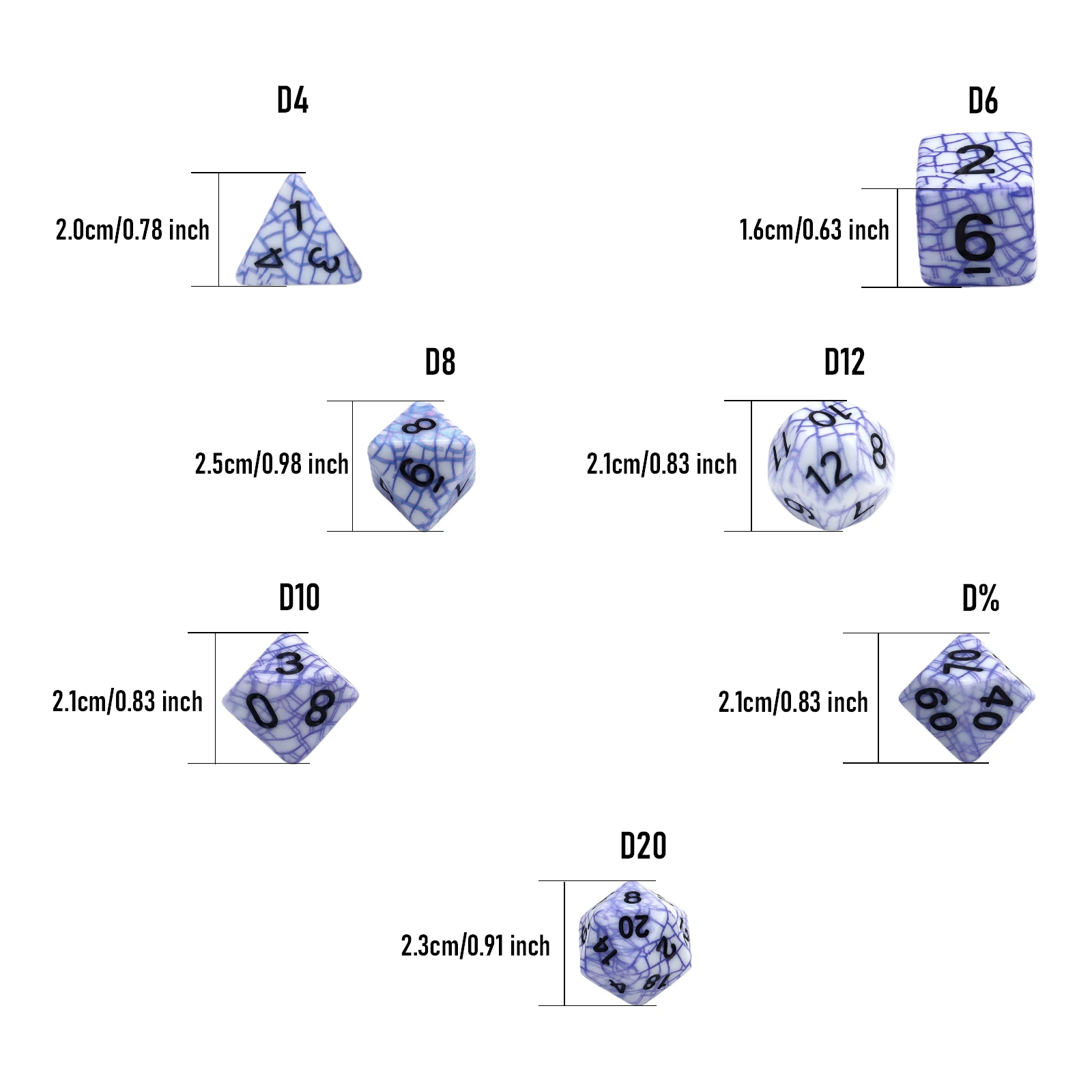 مجموعة نرد شبكية زرقاء متعددة السطوح مكونة من 7 قطع - هدية مثالية للعطلات لألعاب الطاولة العائلية (مع حقيبة تخزين)