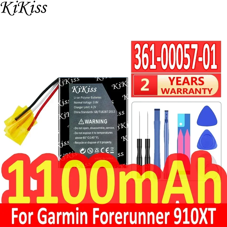 1100mAh KiKiss Powerful Battery 361-00057-01 (3line) For Garmin Forerunner 910XT Running/Triathlon Cycling GPS 910 XT Watch