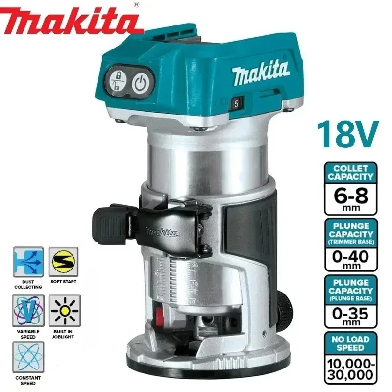 Makita DRT50 tondeuse sans fil outil de rainurage sans brosse Rechargeable pour le fraisage de gravure sur bois-Machine de découpage originale