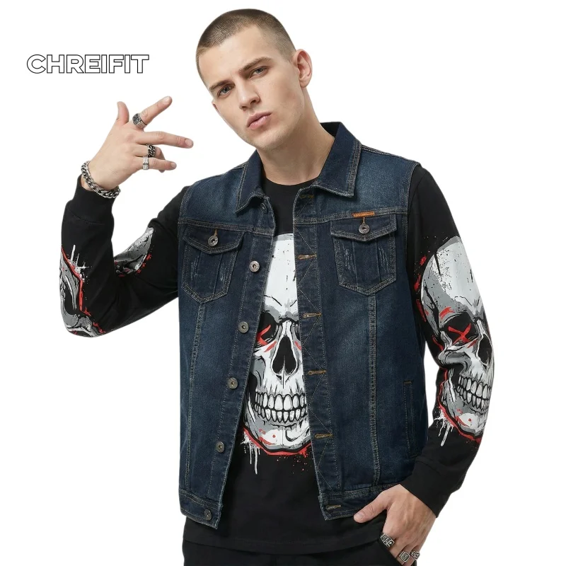 

Men's Denim Waistcoat Sleeveless Jacket with Collar Classic Workwear Style Oversized Fit for Big Streetwear Vintage Denim Vest