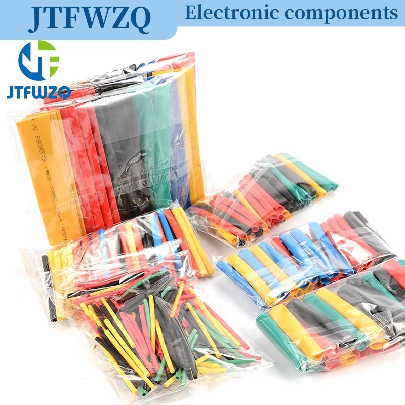 328 pces 8 tamanhos 5 cores multi cor poliolefina 2:1 halogênio-livre tubo termo retrátil variedade mangas envoltório tubos