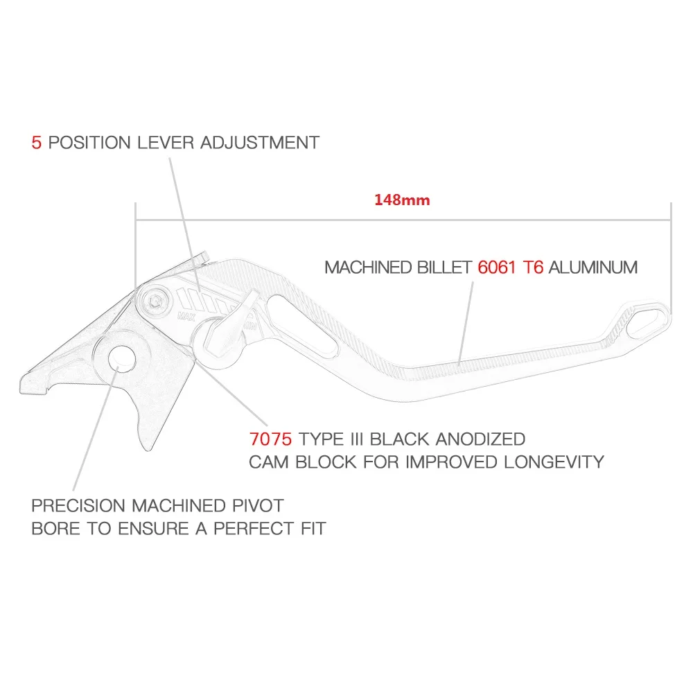 Ergonomic Short Motorcycle 7/8" Adjustable Brake Clutch Levers For Kawasaki ZX6R/636R/6RR/9R/10R/12R Z1000 ZZR600 VERSYS 1000 view 6