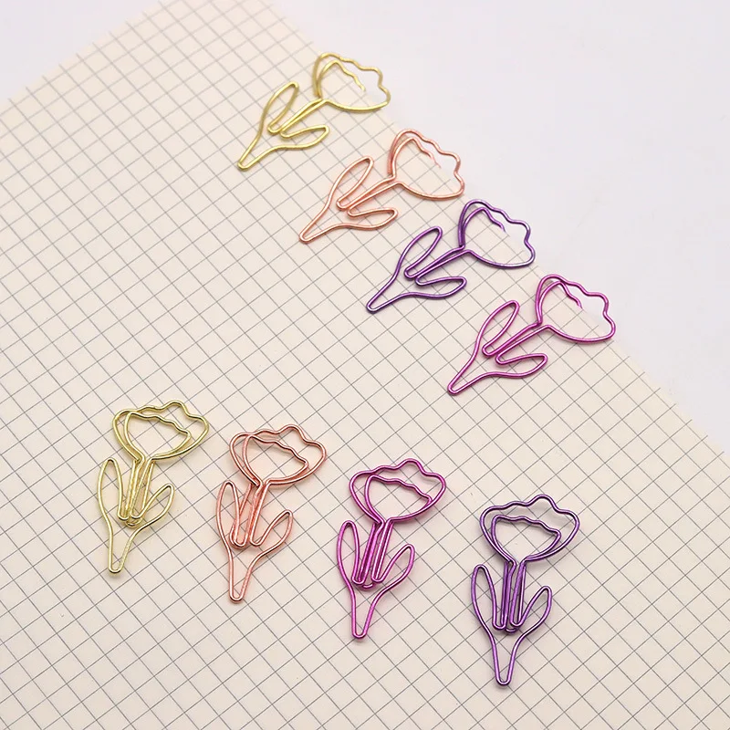 20 قطعة مشبك ورق على شكل زهرة ملونة مشبك ورق ملون مكتب القرطاسية المدرسية المعادن المرجعية حامل القرطاسية دبابيس الورق