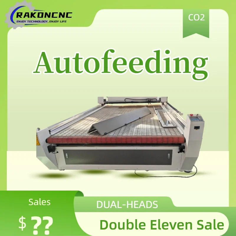 Incisore laser CO2 60w 100w 130w Macchina per incisore laser CO2 Alimentazione automatica Utensili da taglio Lazer per legno Pelle con doppia testa