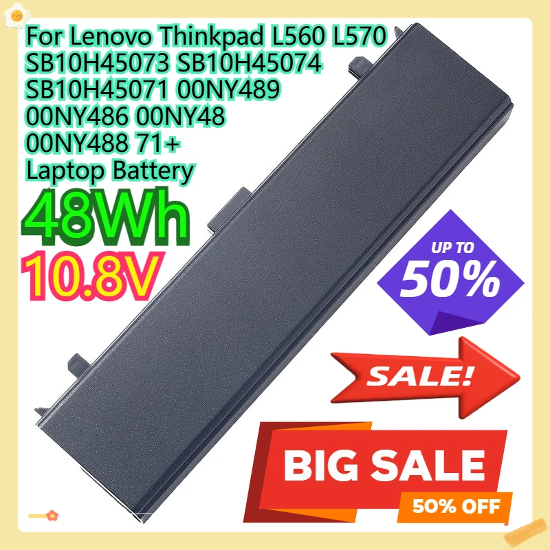 

For Lenovo Thinkpad L560 L570 SB10H45073 SB10H45074 SB10H45071 00NY489 00NY486 00NY48 00NY488 71+ Laptop Battery 10.8V 48Wh