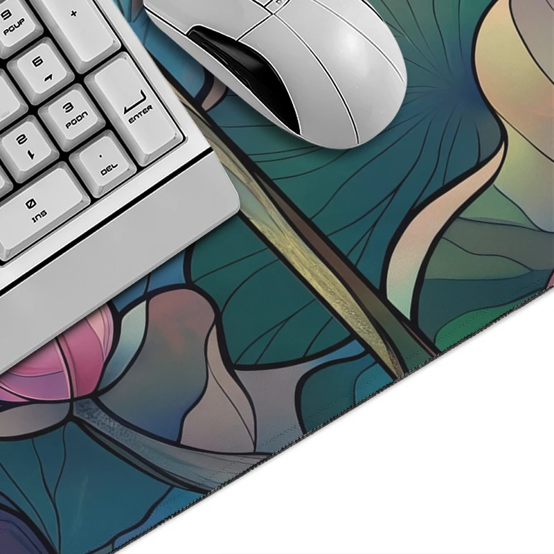 Mouse Pad Stained Glass Lotus Gaming printon demand New Large HD Mousepad XXL Mouse Mat Carpet Office Gaming laptop Mouse Mats