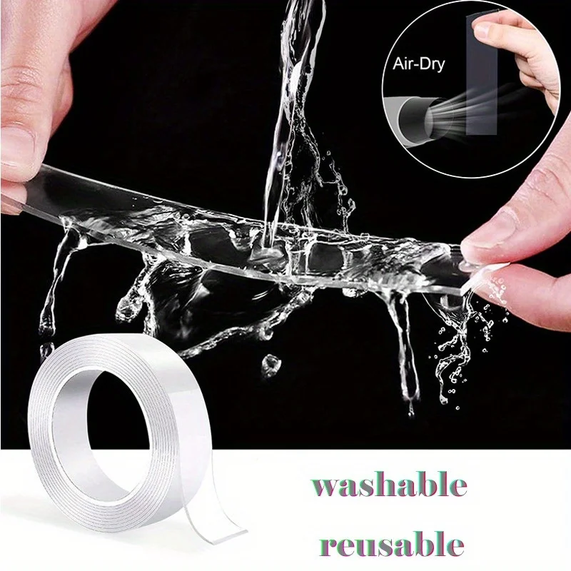 Super Strong Double Sided Adhesive Tape Washable Reusable Waterproof Transparent double tape Suit for Kitchen Bathroom Supplies