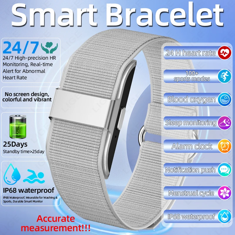 

Спортивный браслет-шагомер без экрана, фитнес-трекер, умный браслет, водонепроницаемый, для мужчин и женщин, монитор сердечного ритма и сна, электронный браслет