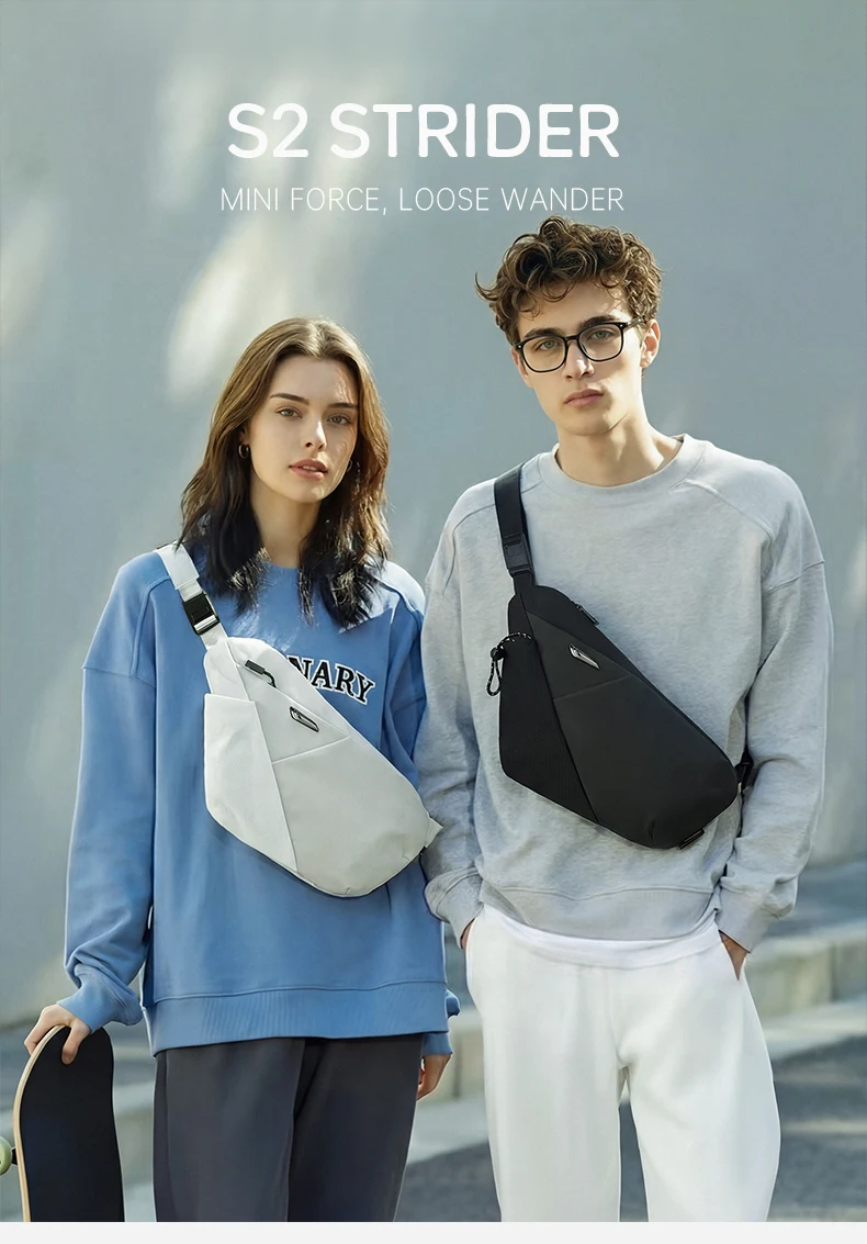 TANGCOOL Herren wasserdichte Sling-Brusttasche mit mehreren Taschen, Umhängetasche mit magnetischer Schnalle für den täglichen Gebrauch im Freien auf Reisen – Detail 1