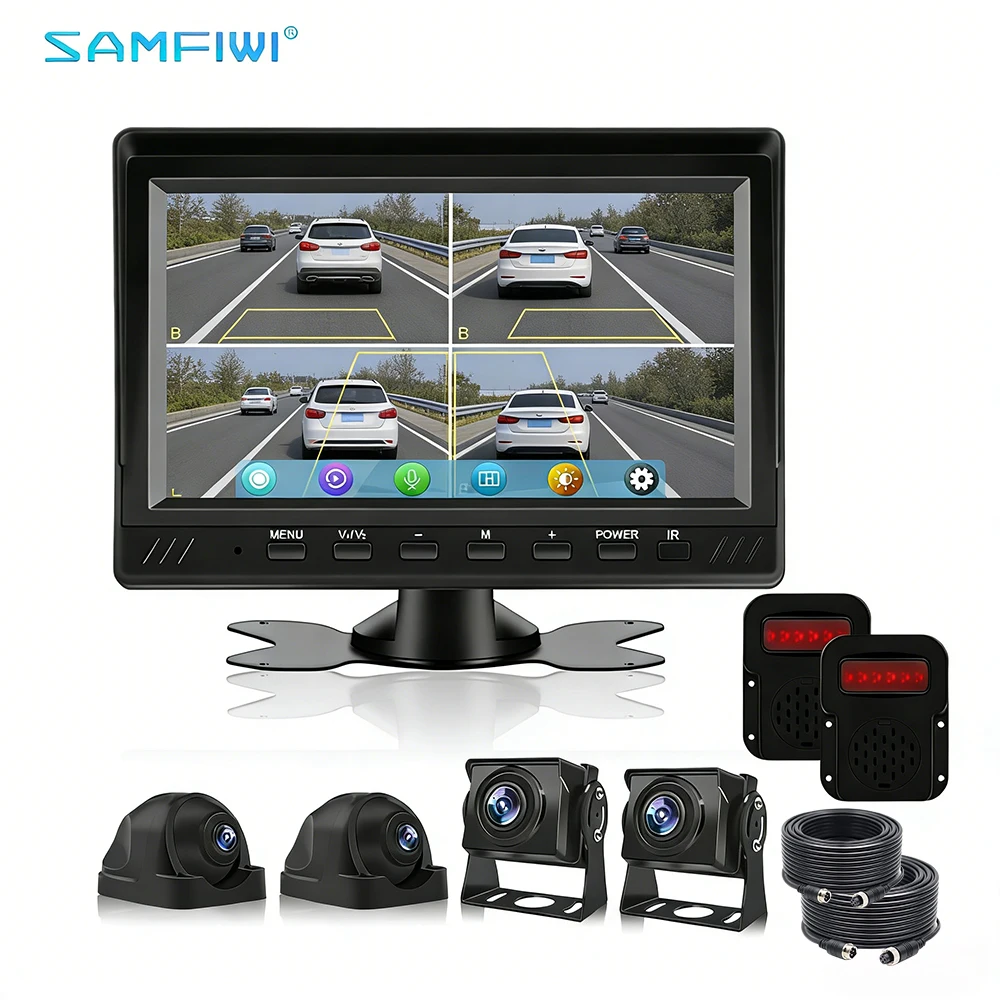 7 Inch 1080P IPS AHD 4CH DVR Truck Monitor Rear View Camera with BSD Blind Spot Detection System for Commercial Vehicle