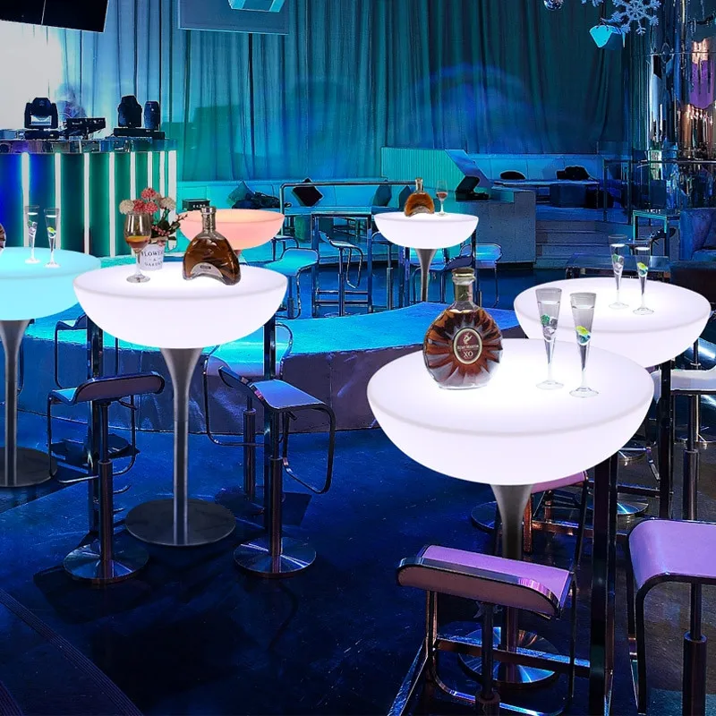 Night club bar lounge furniture nightclub illuminated waterproof led bar table furniture high top cocktail tables for bar