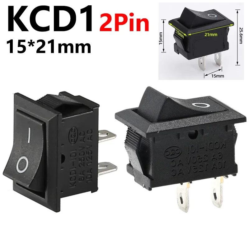 5/20/100pcs Auto Car Truck Boat Round Rocker 250V 3A 2Pin ON/OFF Toggle SPST Switches Rocker Switch 10x15mm 15*21mm