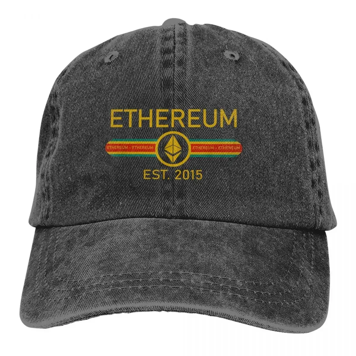 

Crypto Coin Multicolor Hat Peaked Women's Cap Ethereum 2015 Retro Personalized Visor Protection Hats