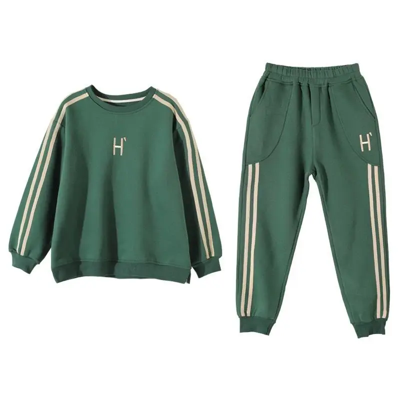Autumn and Winter New Embroidered Striped Commuter Versatile Style Age Reducing Loose and Casual Two Piece Set