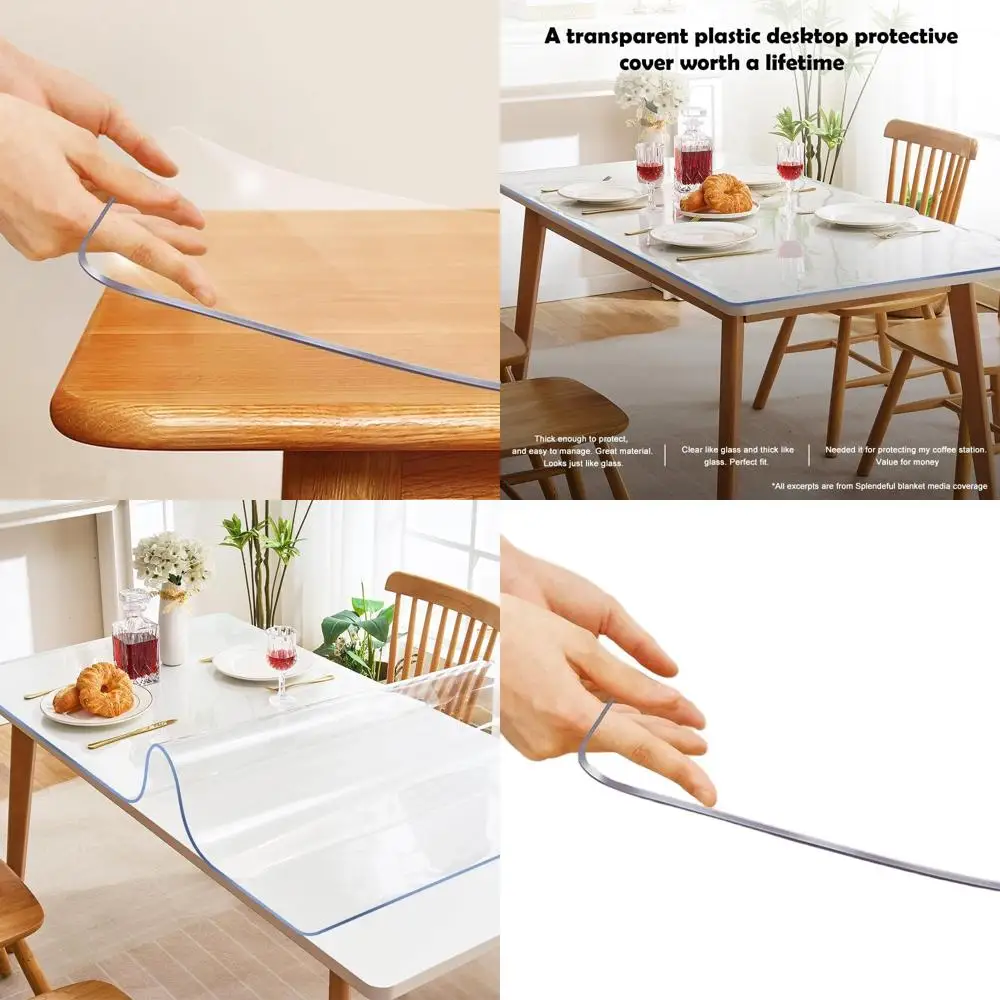 

Прямоугольная прозрачная пластиковая защита для стола, 48x72 дюйма, водонепроницаемая виниловая крышка из ПВХ для обеда, стола, кофе и приставных столиков
