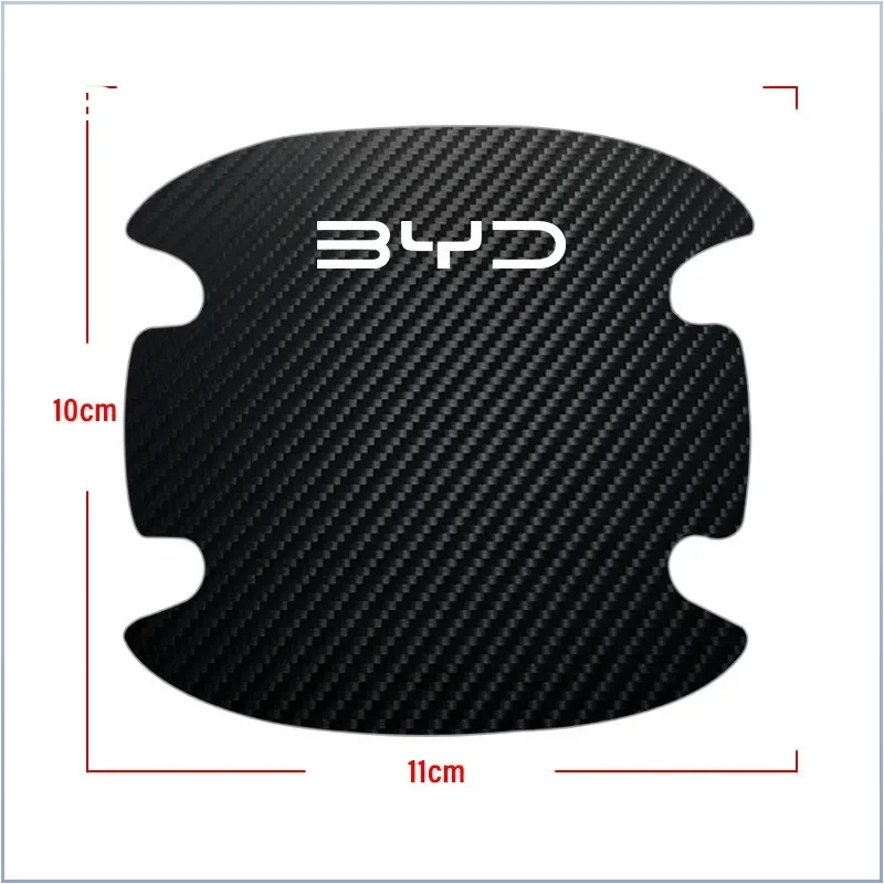 4Pcs/Set Car Door Handle Sticker Carbon Fiber Scratches Resistant for BYD Atto3 Seal Seagull F3 E6 Yuan Song Dolphin Valve Stems