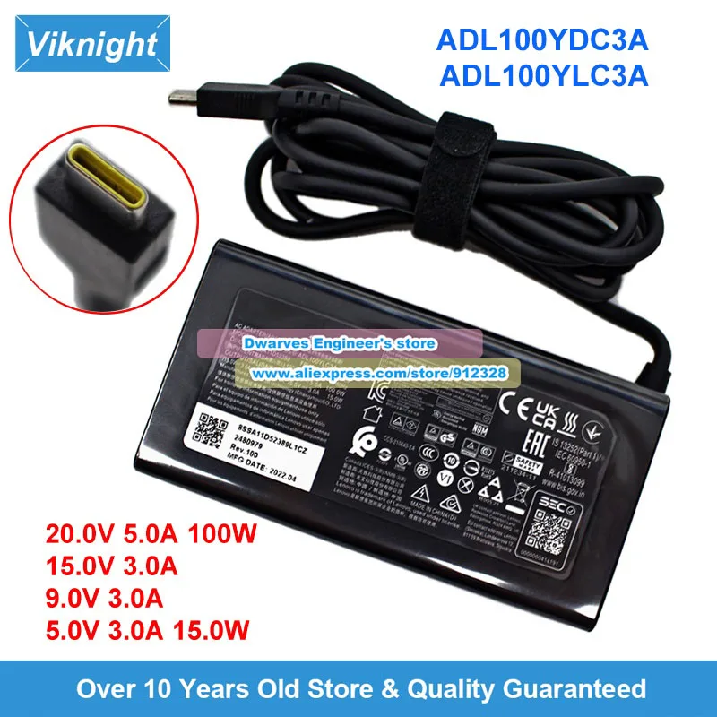 

20V 5A 100W AC Adapter 15V 3A/9V 3A/5V 3A 15W ADL100YLC3A For P14S GEN 3 SLIM 7 PRO X XIAOXIN PRO 14/16 THINKBOOK 14 GX21J75543