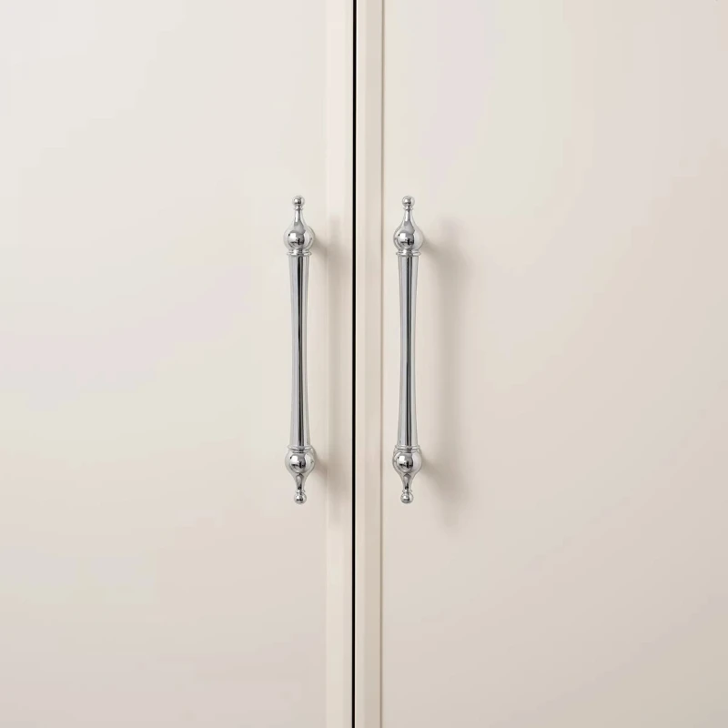 Französische Antik-Silbergriffe für Kleiderschrank-Schubladen, Cremefarbenes Chrom, Amerikanischer Minimalistischer Schlafzimmer-Schuhschrank-Türbeschlag, Möbelgriff – Detail 11