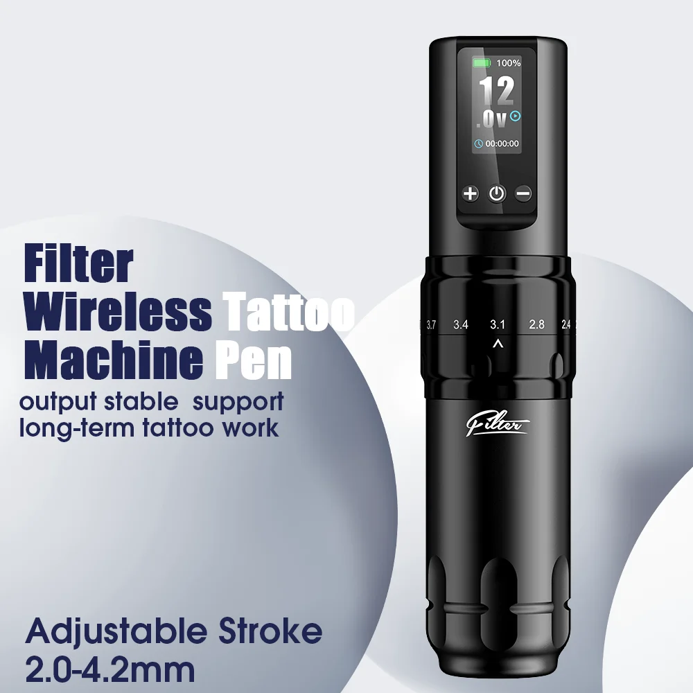 Filter X3 Wireless Cartridge Tattoo Machine Battery Pen 6 Adjustable Strokes 2.0mm-4.0mm Tattoo Gun for Cartridge Tattoo Needles