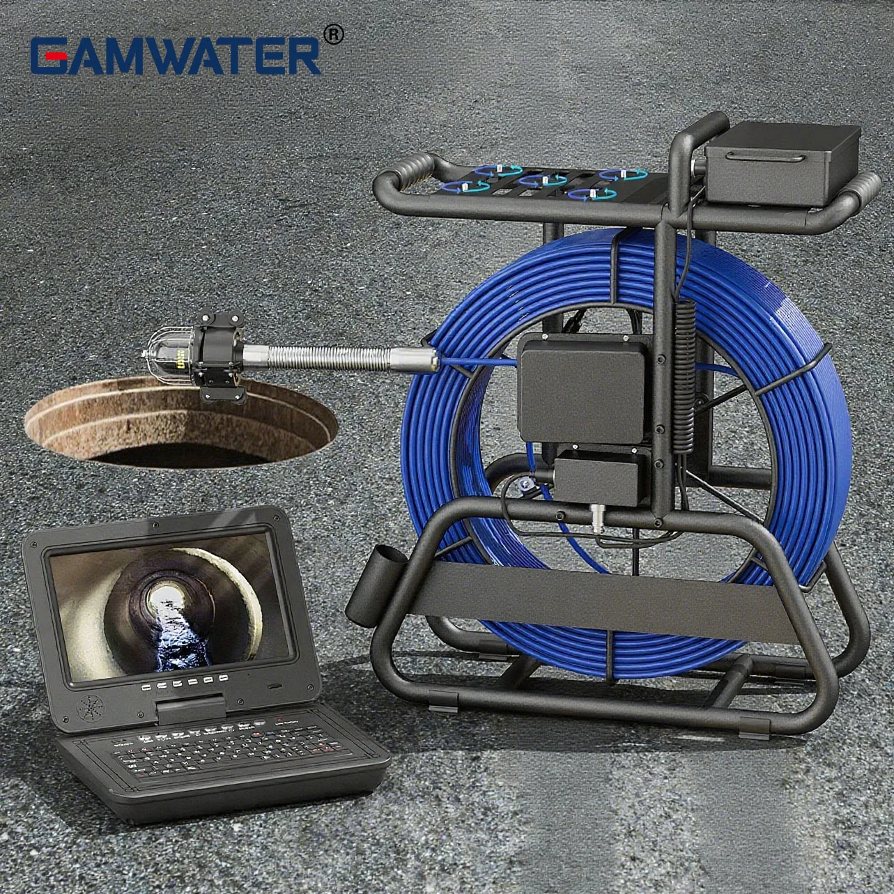 GAMWATER 10인치 IPS 360 °   회전식 하수구 카메라, AHD 1080P, 60mm 카메라, IP68, 4500mAH, 7MM 50M-100M 케이블, 512Hz, DVR 32GB