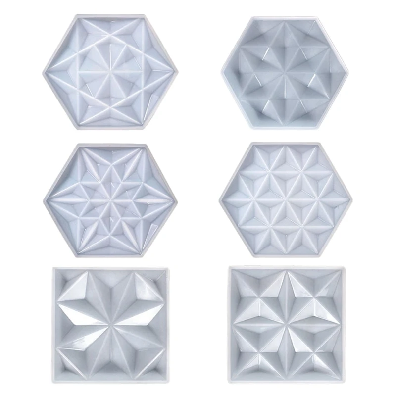 

Diy Crystal Epoxy Hexagon Square Mirror Silicone Mold Dish Tray Mold for Casting with Resin Concrete Cement