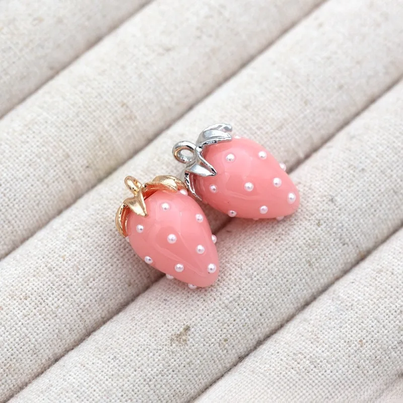 High-quality mini Japanese style sweet and cute resin strawberry pendant necklace bracelet earring material accessories - view 5