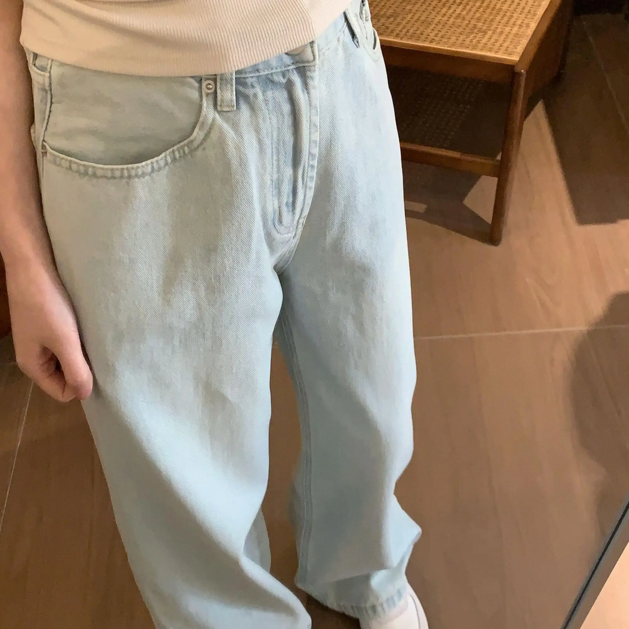 

Джинсы женские Young Chun Design, повседневные, весенние, из хлопкового стрейч-денима, с высокой талией, широкими штанинами, на молнии, длинные