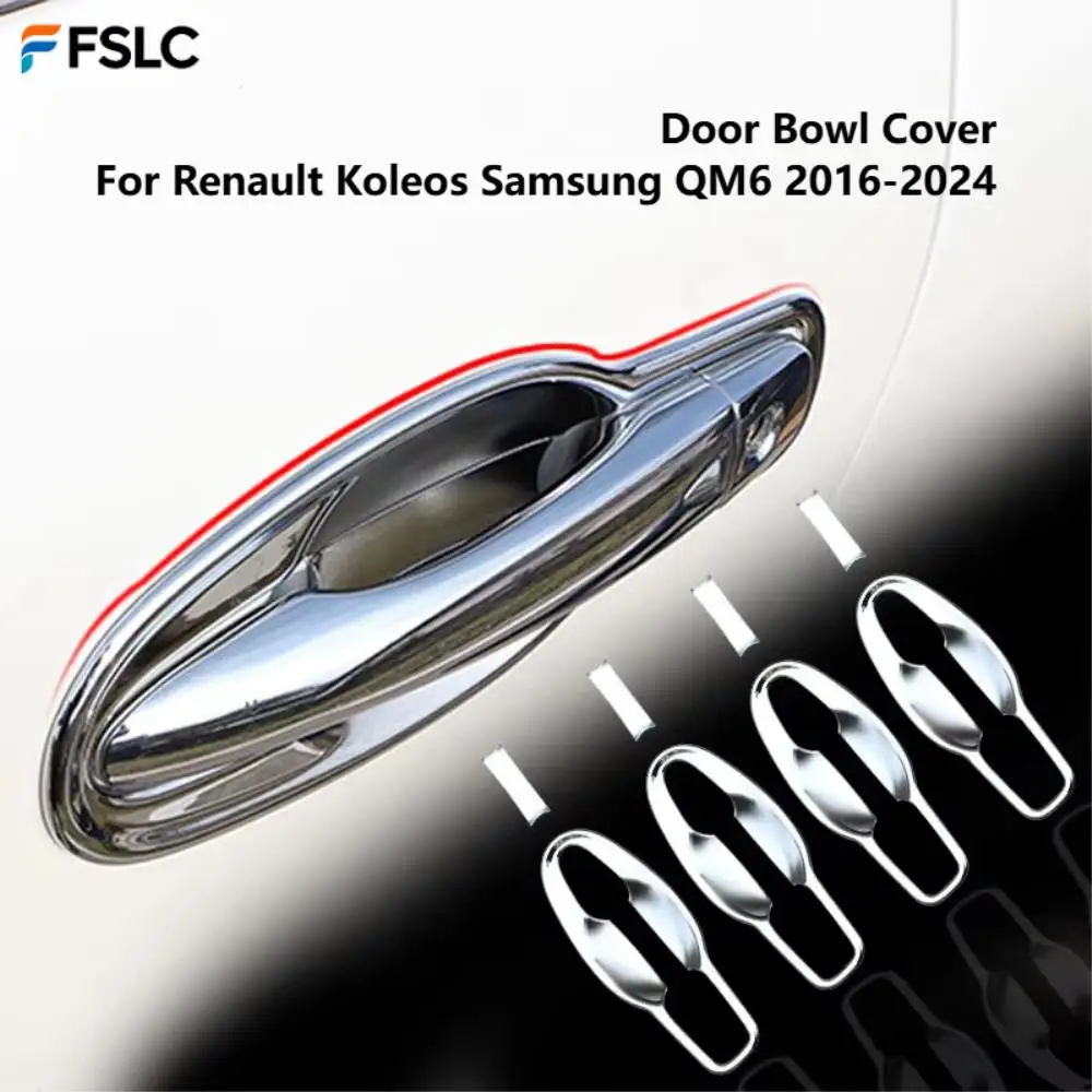 

⭐Genuine⭐ 8pcs Exterior Door Handle Bowl Covers For Renault Koleos Samsung QM6 2016-2024 Chrome Trim ABS Protection Accessories