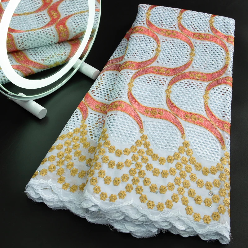 

Высококачественное нигерийское хлопковое кружево 2026 с вышивкой, африканское швейцарское кружево-вуаль 2026, элегантная ткань для пошива женских платьев