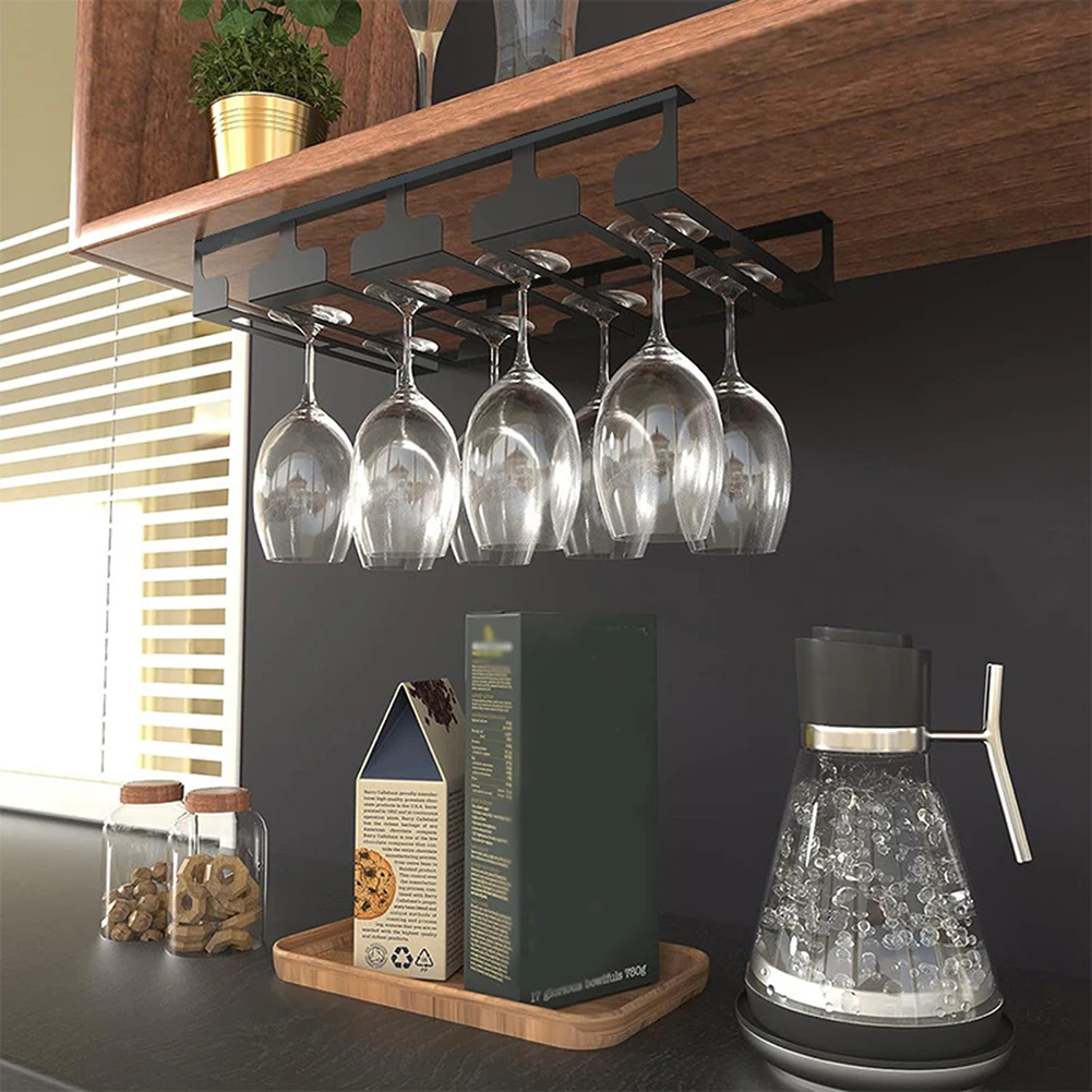 Metal Hanging Wine Glasses Storage Holder, Durable Goblet Rack for Cocktail Glasses, Easy Installation