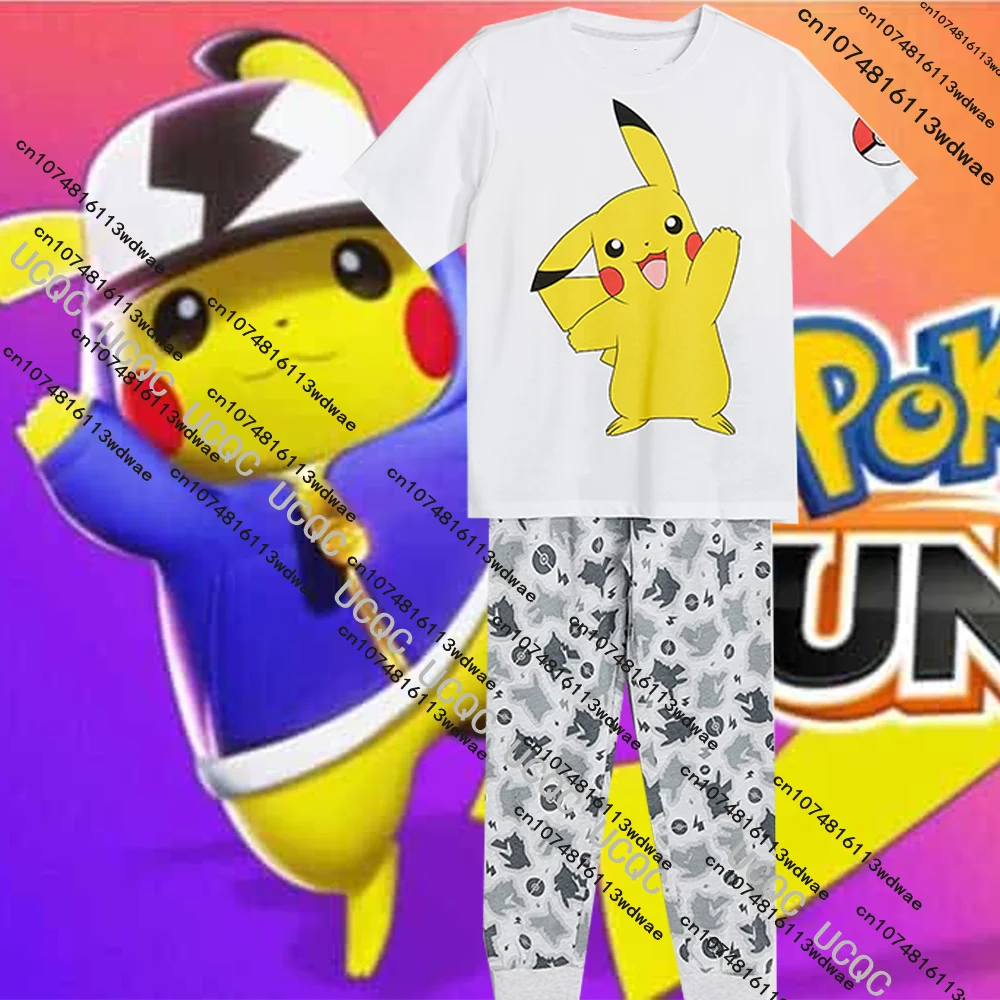 

New Pokemon Cartoon Pajamas Set Children's Pikachu Halloween Anime Print Boy Girl Holiday Sleepwear 2 Pieces Family Look Pyjamas