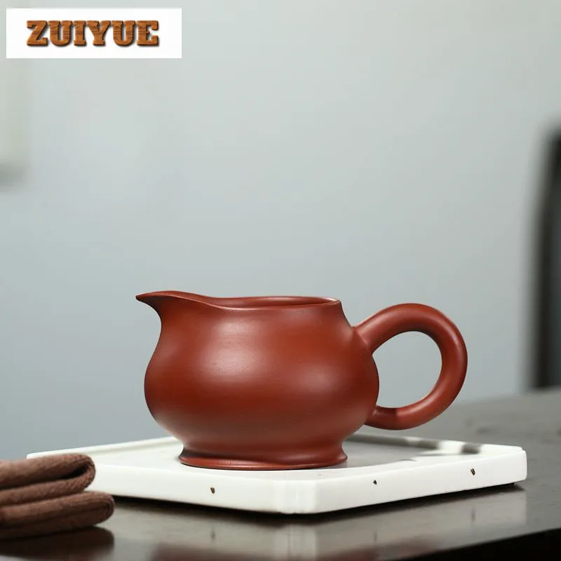 250ml Handmade Yixing Purple Clay Tea Pitcher Divide Tea Handle Justice Cup Raw Ore Dahongpao Mud Fair Cup Chinese Zisha Tea Set