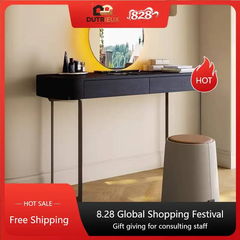 Adult Aesthetic Vanity Tables Woman Bedroom Lock House Nordic Mirror Dressers Makeup Glass Jewellery Coiffeuse Furniture Home