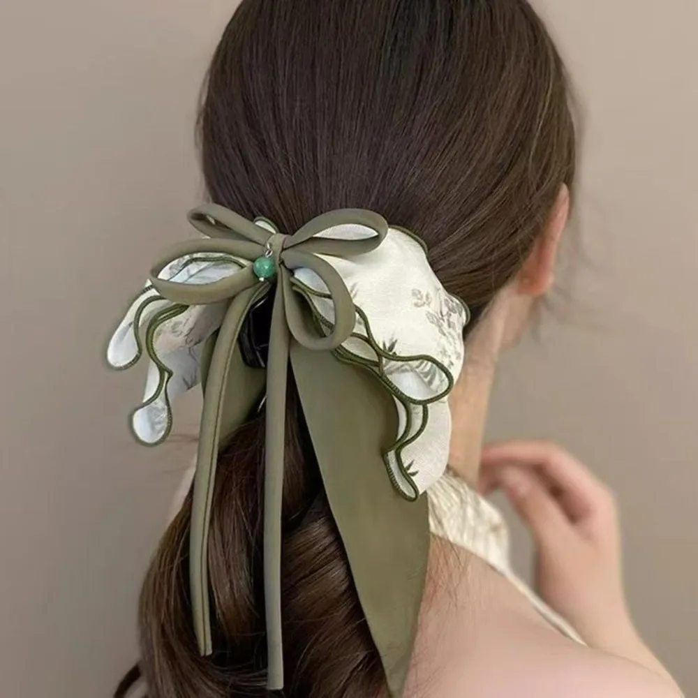 

Заколка для волос в китайском ретро-стиле с бантом-лентой, модная, элитная, для полупучка на затылке, в ретро-стиле