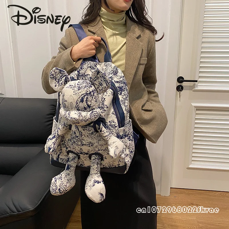 Disney Mickey 2024 New Women\'s Backpack Fashionable High Quality Doll Men\'s Backpack Cartoon Large Capacity Student Backpack