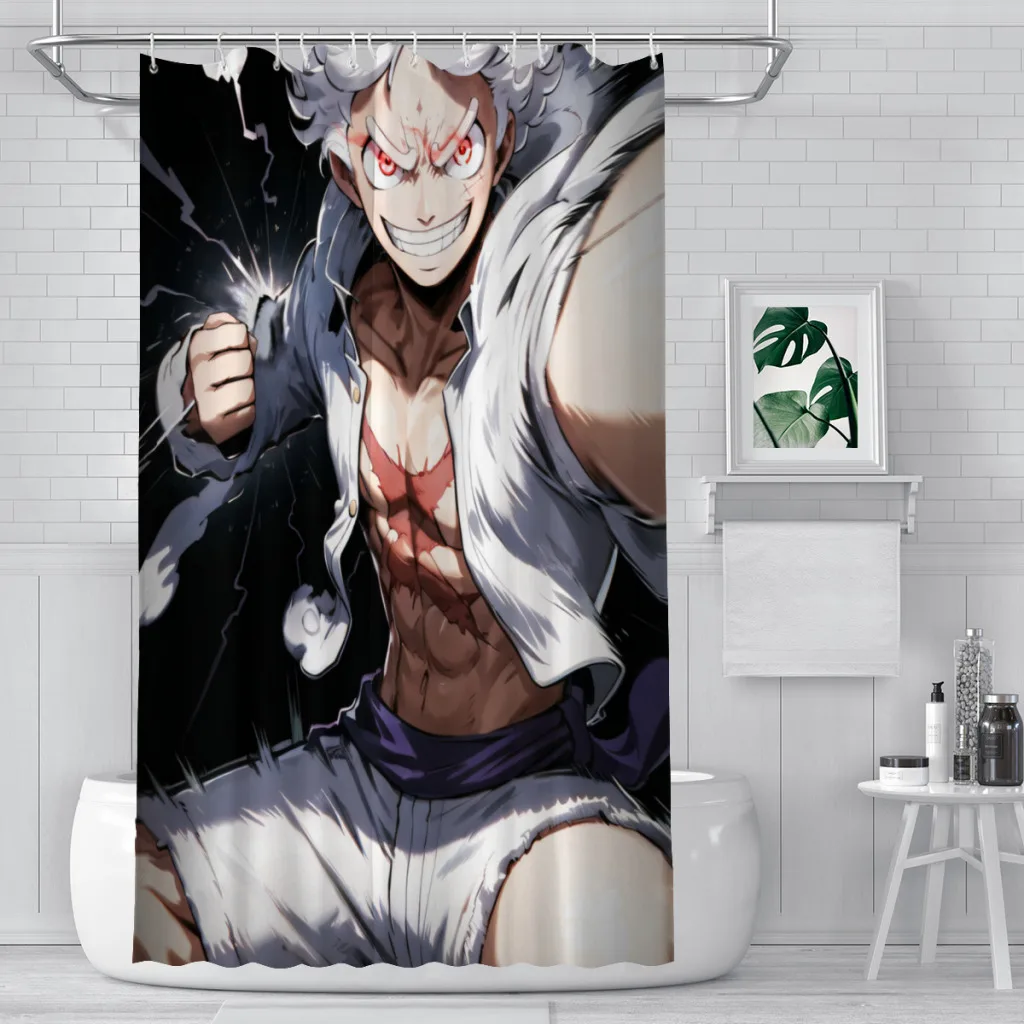 

Popular-Anime-Characters-Luffy-Gear5 Shower Curtain for Bathroom Aesthetic Room Decoration