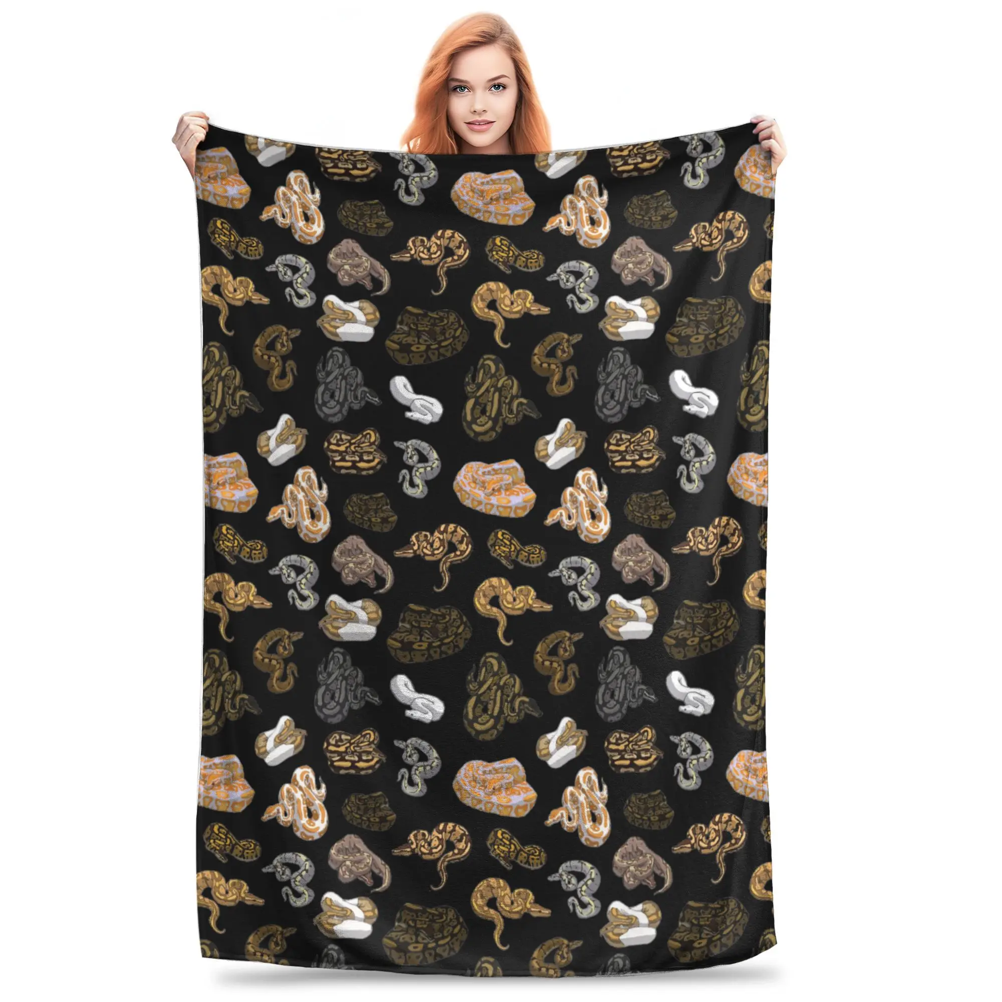 Ball Python Morph Snake Pattern Blankets Soft Warm Flannel Throw Blanket Cover for Bed Living room Picnic Travel Home Sofa