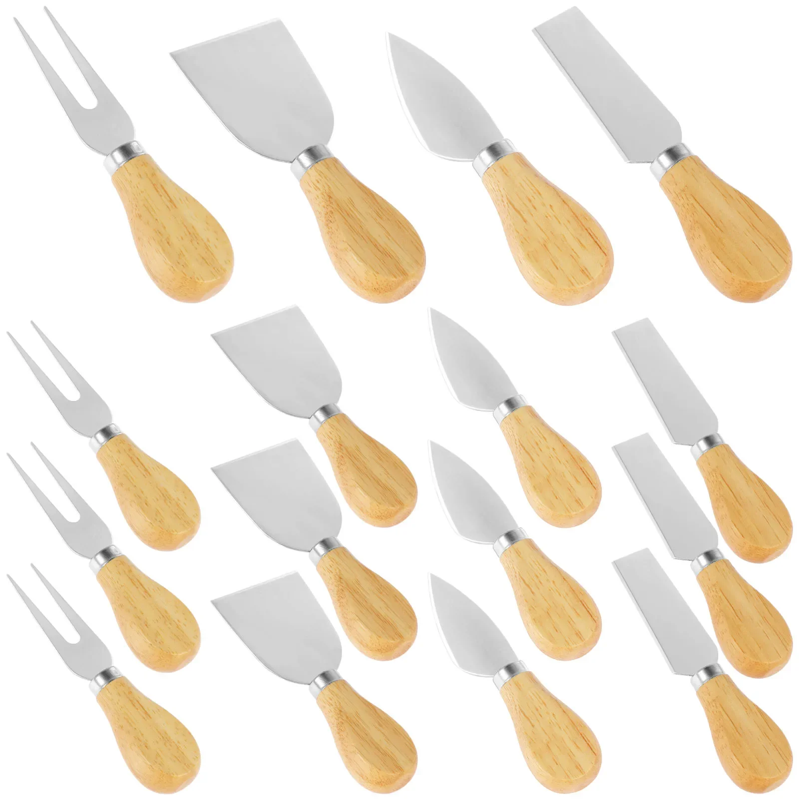 16Pcs Cheese Knives Set Stainless Steel Butter Cutter Spreader Portable Cheese Cutter Cheese Fork for Party Wedding Christmas