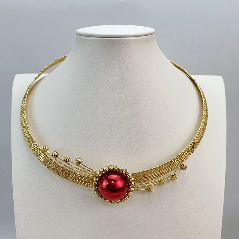 EMMA موضة دبي مطلية بالذهب الخرز القلائد أقراط خواتم مجموعات المجوهرات الجميلة للنساء هدايا مجوهرات حفلات الزفاف FHK21396