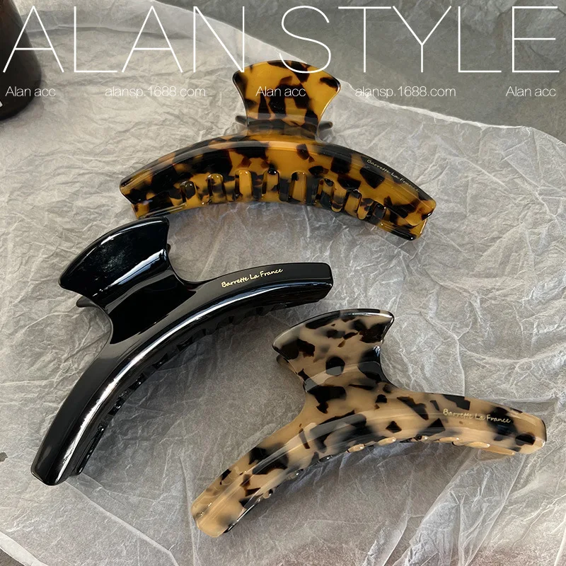 

Acetate Hair Leopard Crab Simple Hollow Geometric Printing Hairpin Hair Catch Large Grasping Clip Girls Hair Accessories