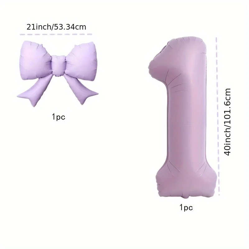 2 Stück 40 Zoll cremefarbene und violette Zahlenballons 0-9 mit Schleife für Kinder und Erwachsene, Geburtstagsdekoration, festliche Partyzubehör, Jubiläumsballon – Detail 1