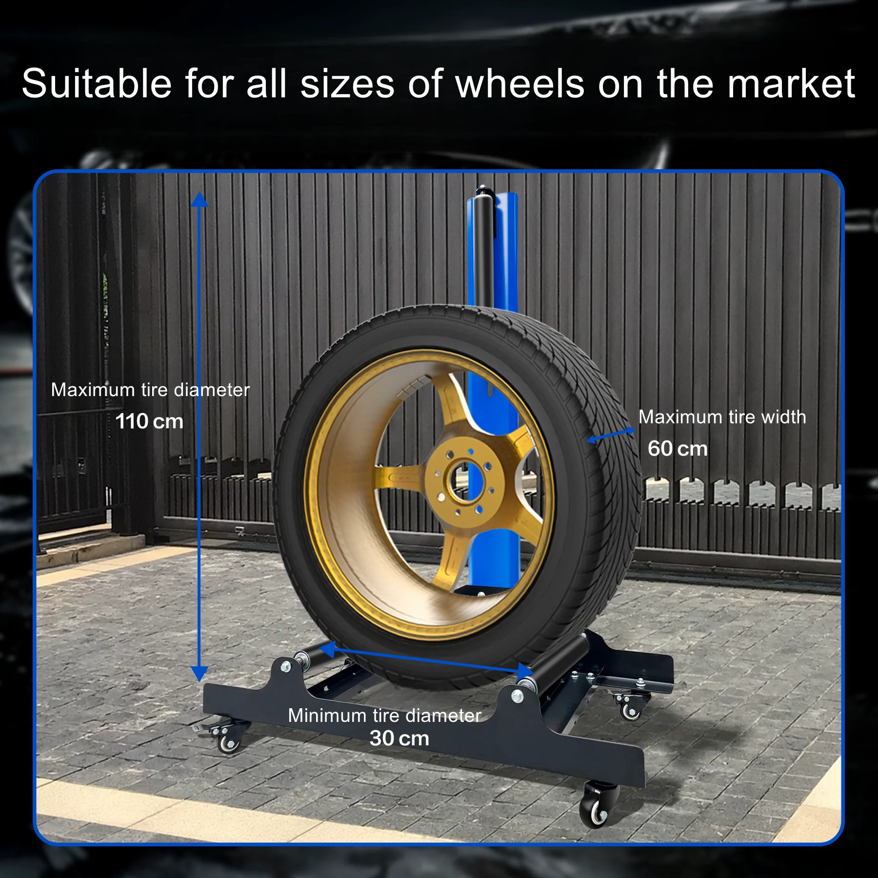 Car Tire Wheel Cleaning Placement Rack Rotating Rolling Car Wash Tool Tire Wheel Cleaning Crystallization Stand