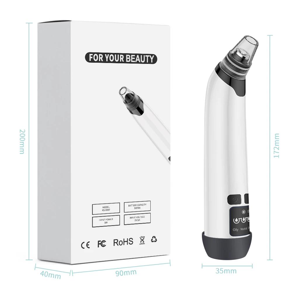 Electric Blackhead Remover Hot Compress Blackhead Remover Vacuum Suction Acne with 3 Adjustable Suction Levels & 4 Replaceable