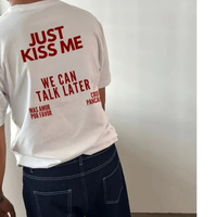 Skuggnas Just Kiss Me Funny Graphic T-Shirt Positive Shirt Gift for Women Casual Tops Summer Fashion Tshirts