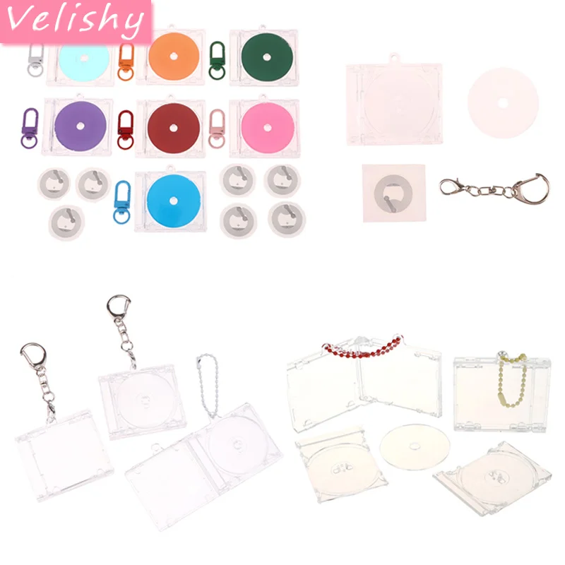 29styles Mini CD Case Keychain For DIY Backpack Hanging Decoration Peripheral Commemorative Blank Album CD Player Key Pendant