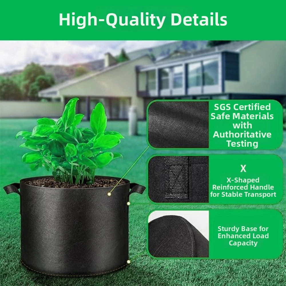 Thickened Grow Bags Foldable Breathable Fabric Pots With Handles Large Capacity Garden Flower Plant Bags Potato Planting