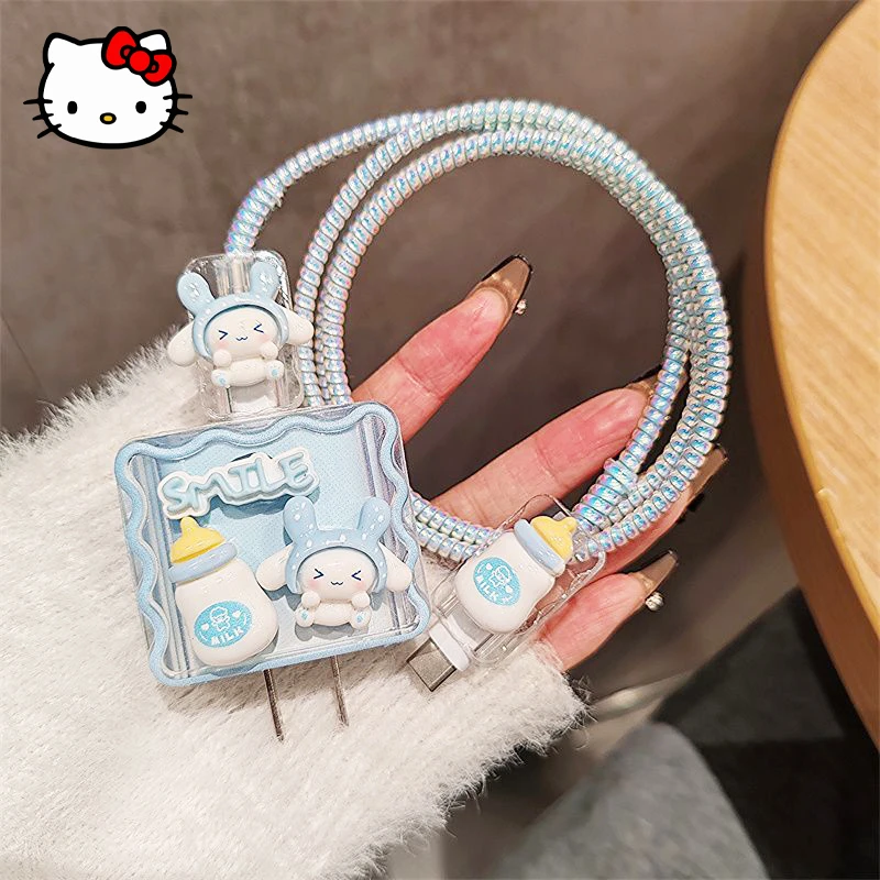 Sanrio Cinnamoroll Charger Box Kawaii Anime 20W Anti Fall and Anti Break Charger Set for IPhone 15 14 ProMax Accessories Gift