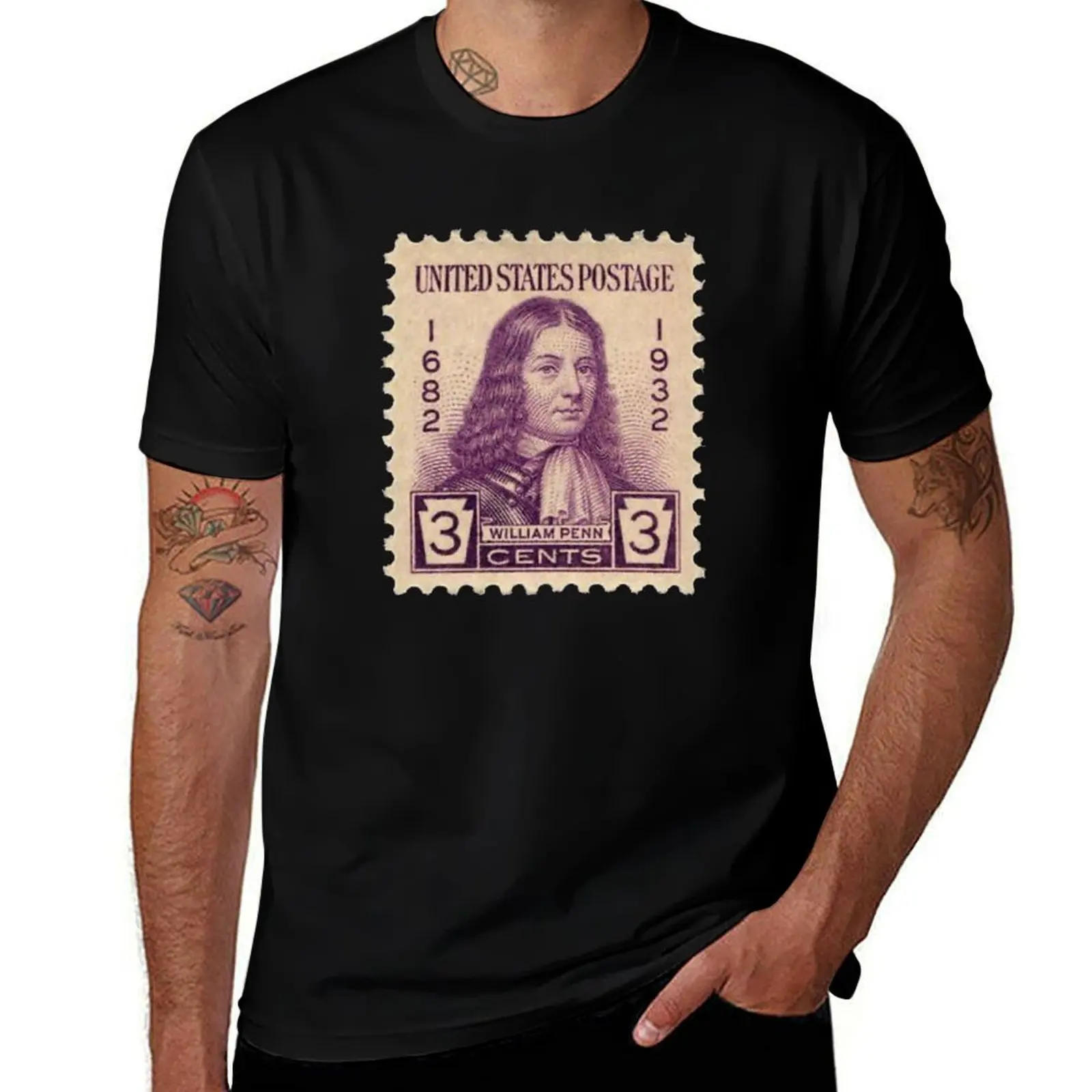 Винтажная футболка William Penn, футболки с графикой, персонализированная футболка, роскошная мужская одежда