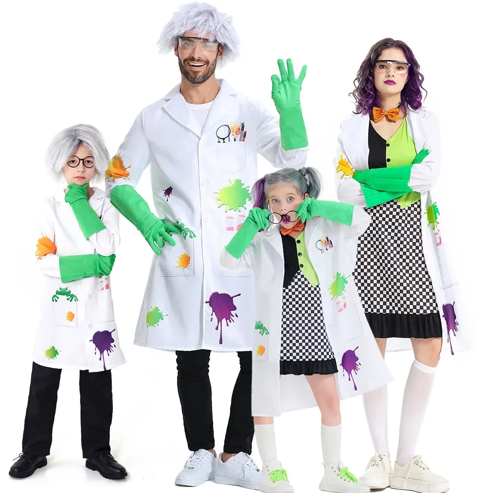 Umorden Mad Crazy Scienziato Costume Evil Doctor Cosplay per uomini adulti Donne Unisex Spaventoso Costumi di Halloween Fancy Dress Camice da laboratorio